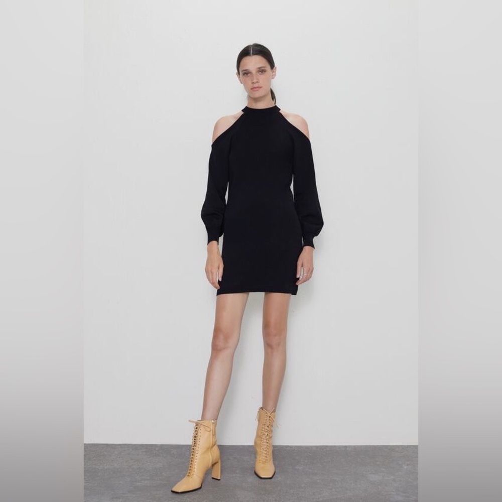 ZARA black knit mini dress